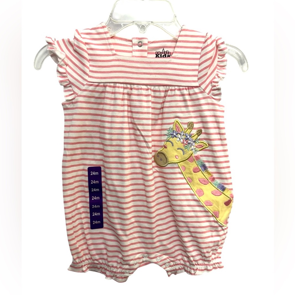 Kid Headquarters Girls Pink Stripe Romper 24mo NWT